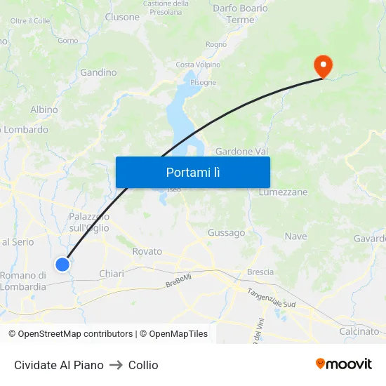 Cividate Al Piano to Collio map