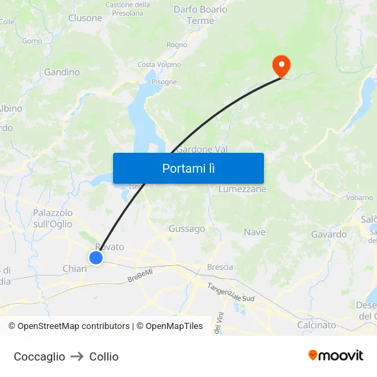 Coccaglio to Collio map