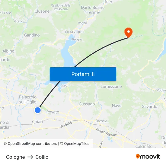 Cologne to Collio map