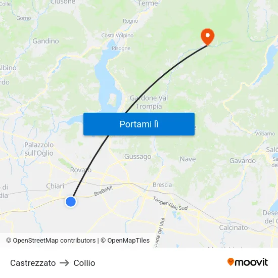Castrezzato to Collio map