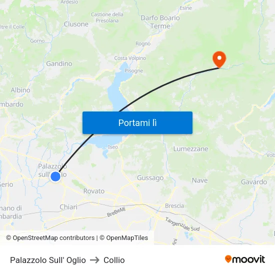 Palazzolo Sull' Oglio to Collio map