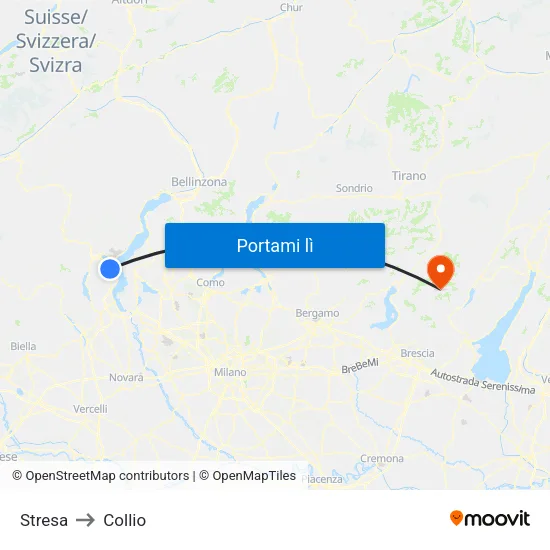 Stresa to Collio map