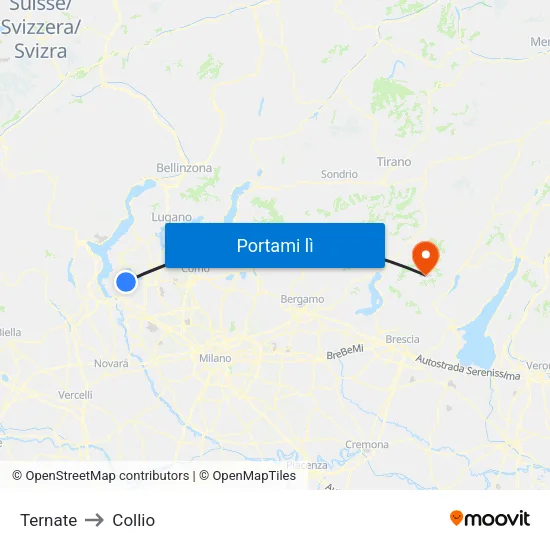 Ternate to Collio map