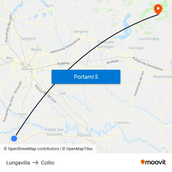 Lungavilla to Collio map