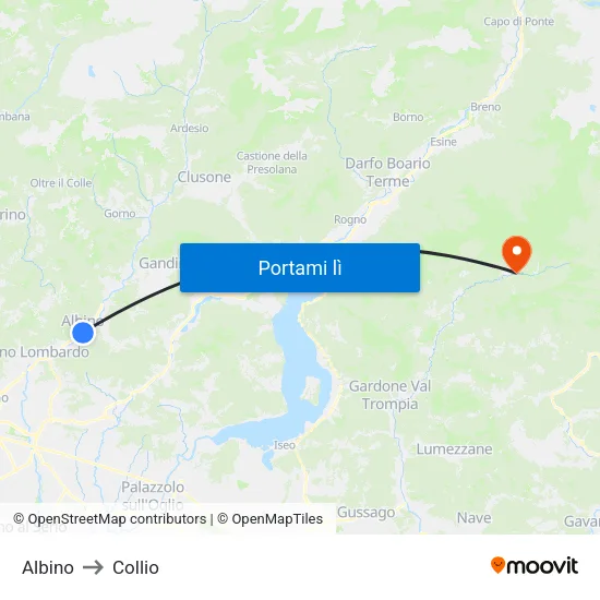 Albino to Collio map