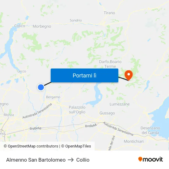 Almenno San Bartolomeo to Collio map