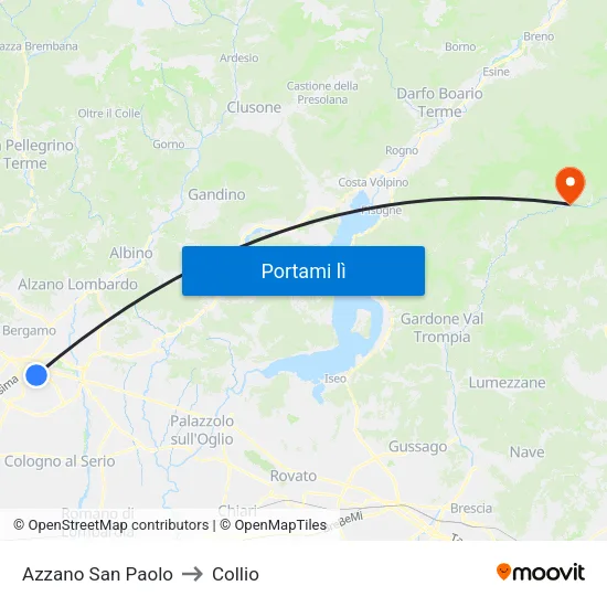 Azzano San Paolo to Collio map