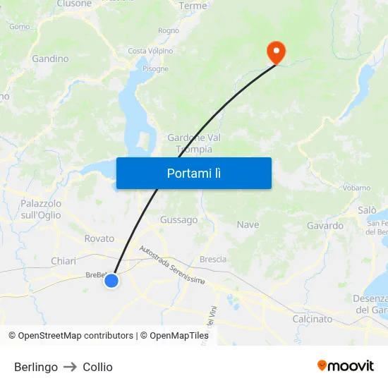 Berlingo to Collio map
