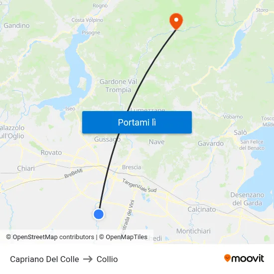 Capriano Del Colle to Collio map