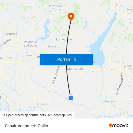 Casalromano to Collio map