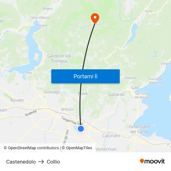 Castenedolo to Collio map