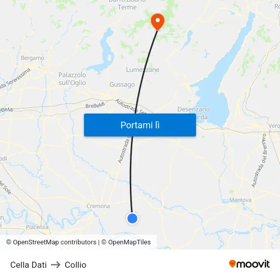 Cella Dati to Collio map
