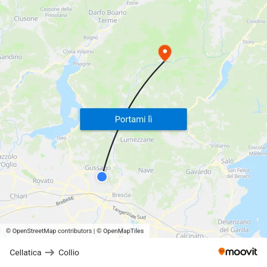 Cellatica to Collio map