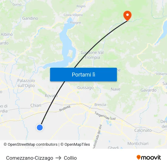 Comezzano-Cizzago to Collio map