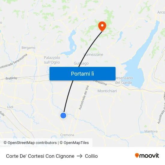 Corte De' Cortesi Con Cignone to Collio map