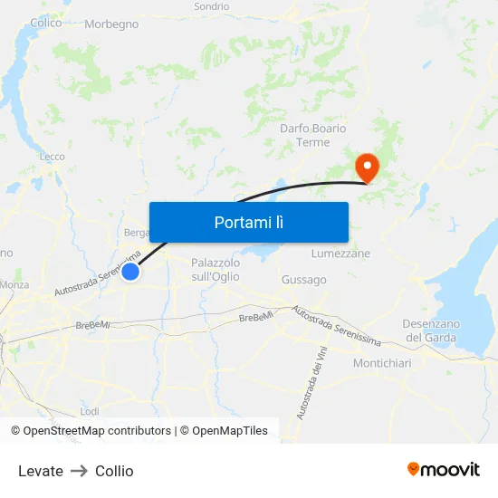Levate to Collio map