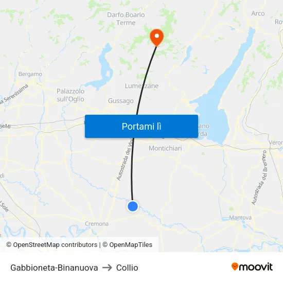 Gabbioneta-Binanuova to Collio map
