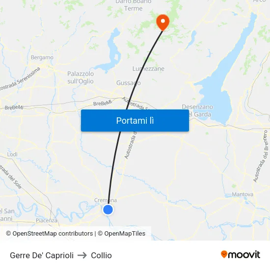 Gerre De' Caprioli to Collio map