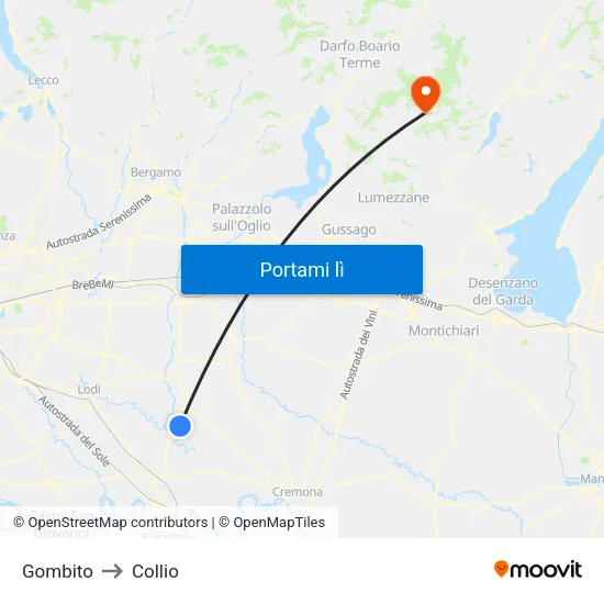 Gombito to Collio map