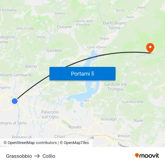 Grassobbio to Collio map