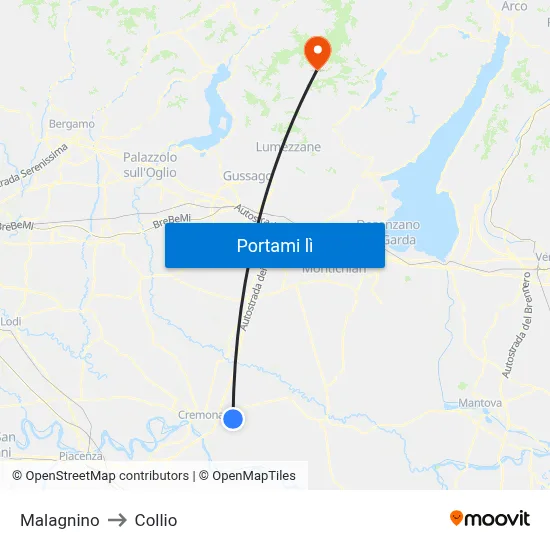Malagnino to Collio map