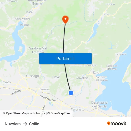 Nuvolera to Collio map