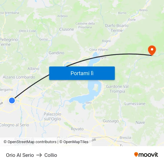 Orio Al Serio to Collio map