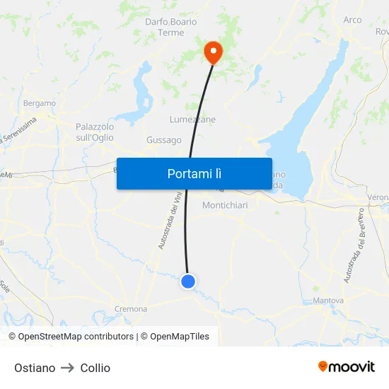 Ostiano to Collio map