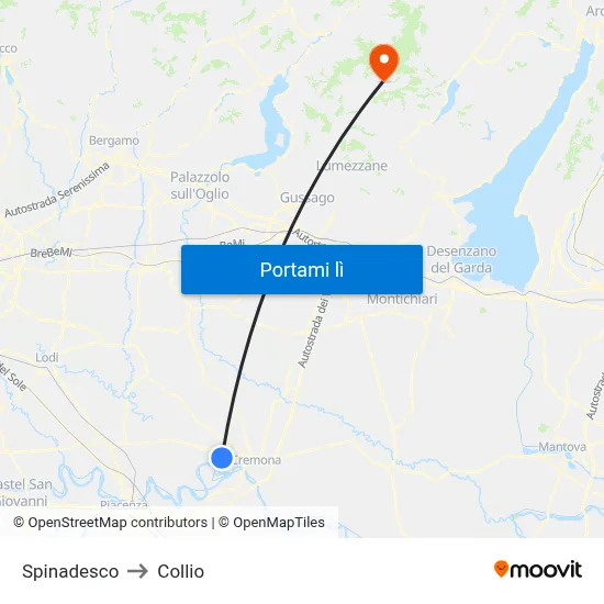 Spinadesco to Collio map