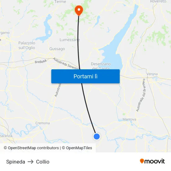 Spineda to Collio map
