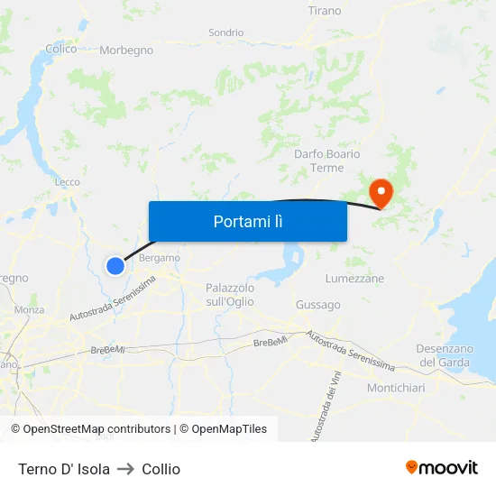 Terno D' Isola to Collio map
