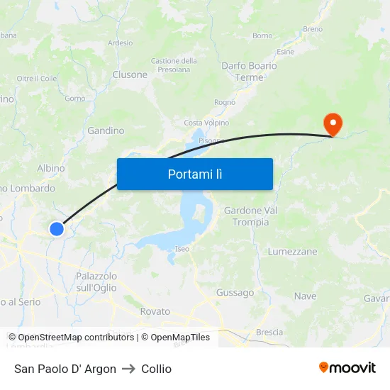 San Paolo D' Argon to Collio map