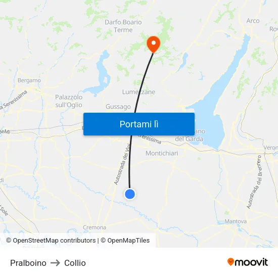 Pralboino to Collio map