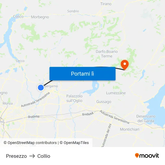 Presezzo to Collio map