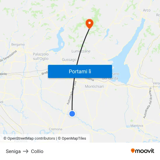 Seniga to Collio map