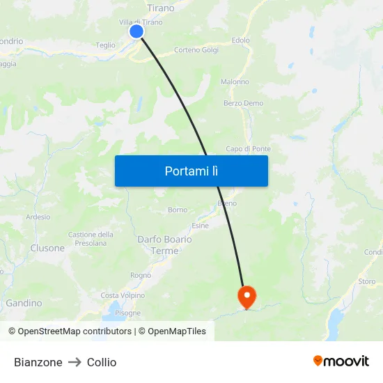 Bianzone to Collio map