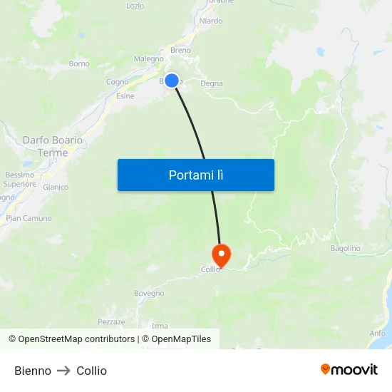 Bienno to Collio map
