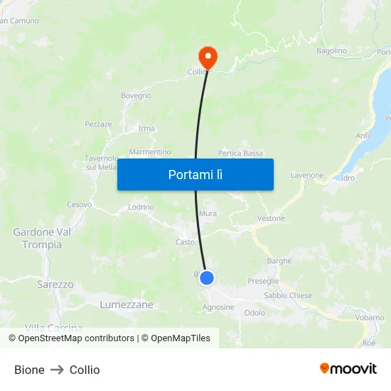 Bione to Collio map