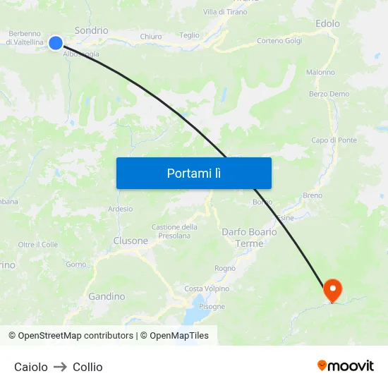 Caiolo to Collio map