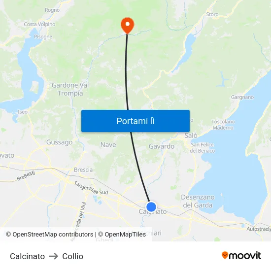 Calcinato to Collio map