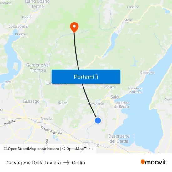 Calvagese Della Riviera to Collio map