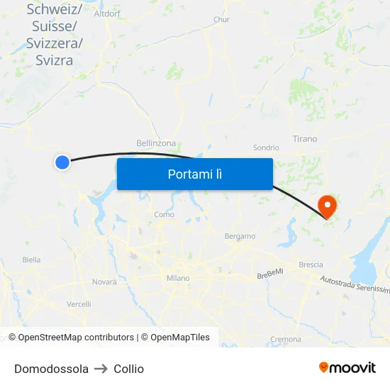 Domodossola to Collio map