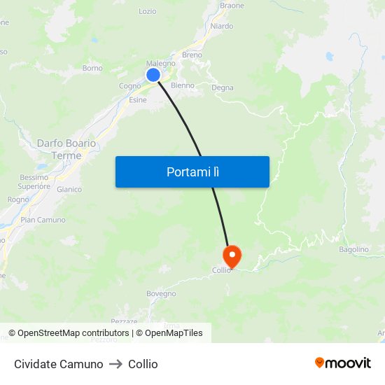 Cividate Camuno to Collio map