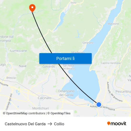 Castelnuovo Del Garda to Collio map