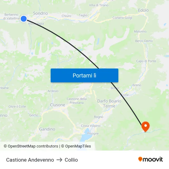 Castione Andevenno to Collio map