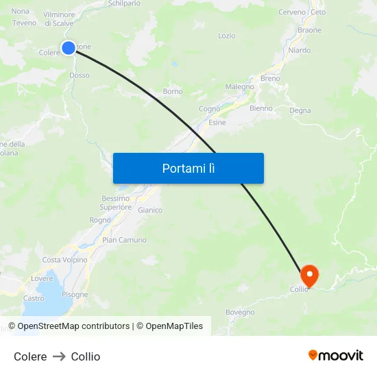 Colere to Collio map
