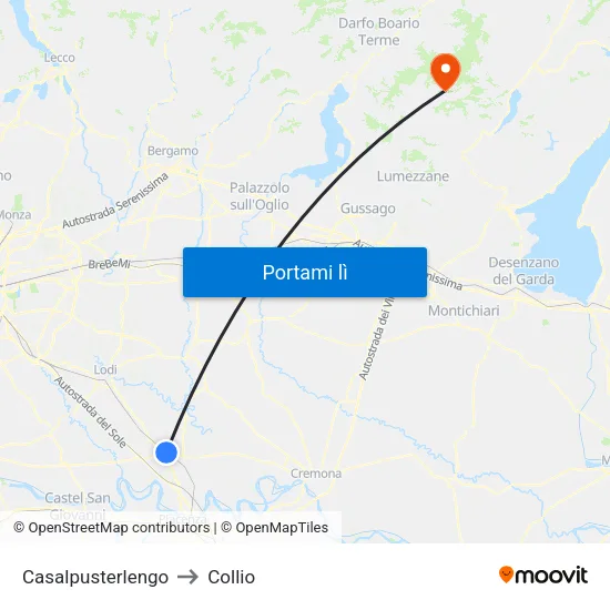 Casalpusterlengo to Collio map
