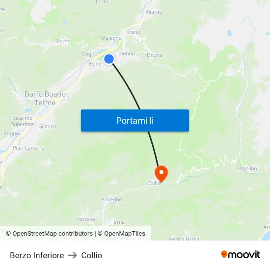 Berzo Inferiore to Collio map