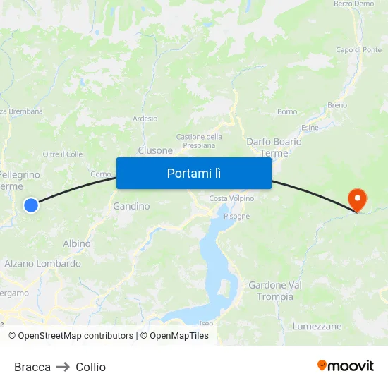 Bracca to Collio map