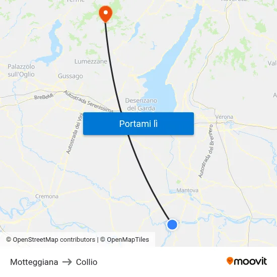 Motteggiana to Collio map